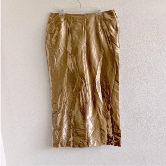 Samantha Pleet Pants - Samantha Pleet High Rise Gold Metallic Pants NWT